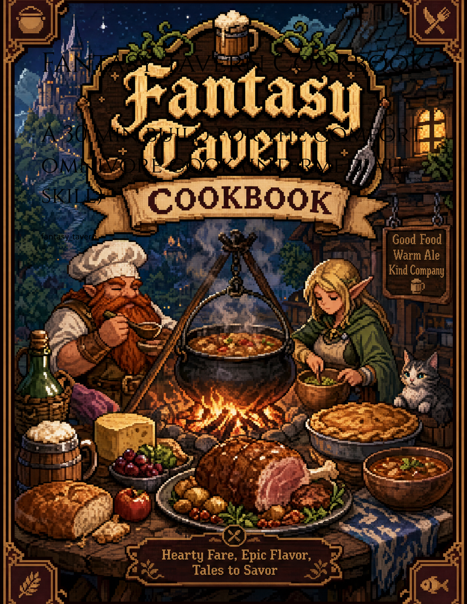 Fantasy Tavern — cover spread from a Quest & Feast cookbook