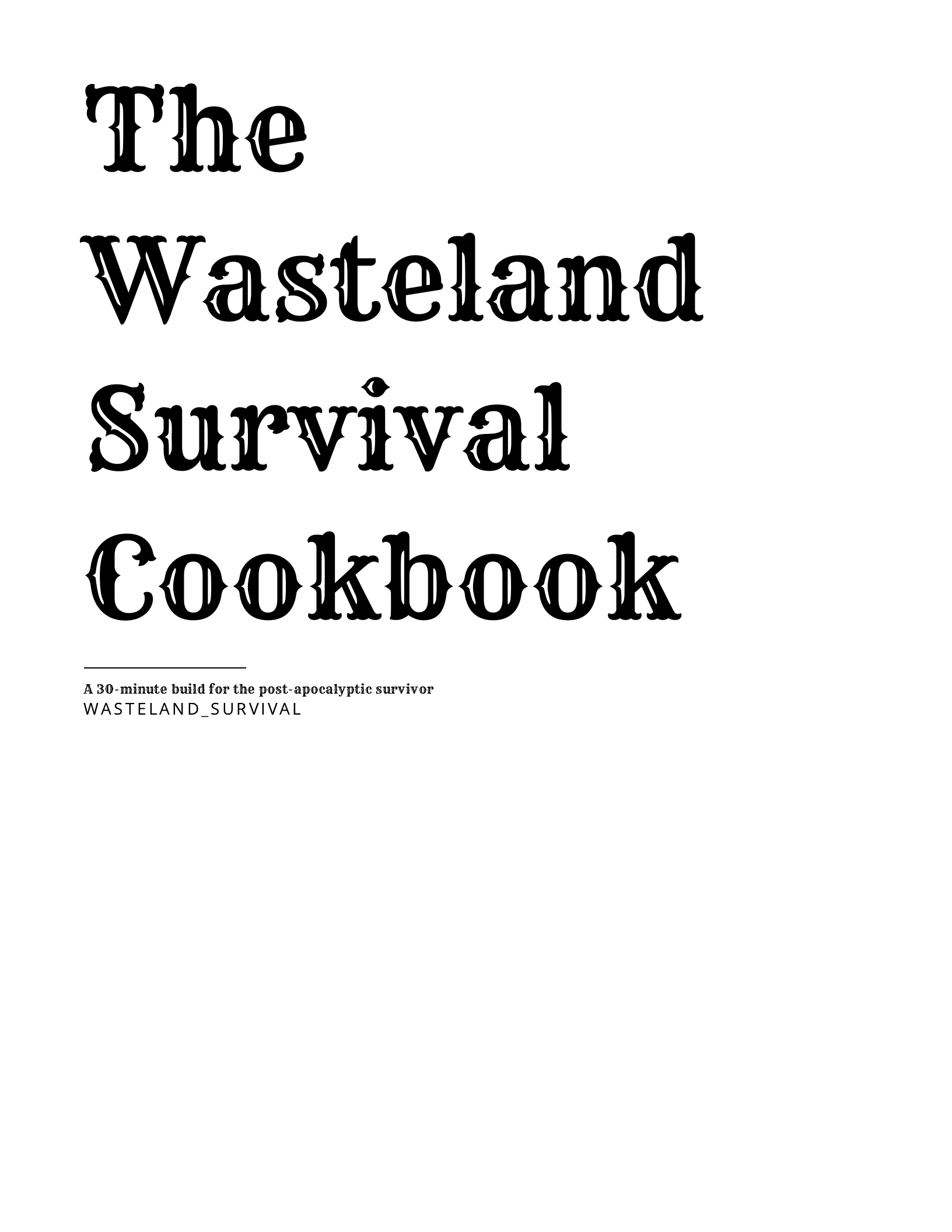 Wasteland Survival — cover spread from a Quest & Feast cookbook